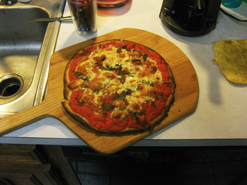 A homemade pizza Margherita baked and ready