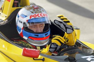 Putin poses as a race car driver
