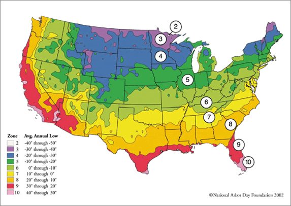 U.S. Hardiness Zone Map