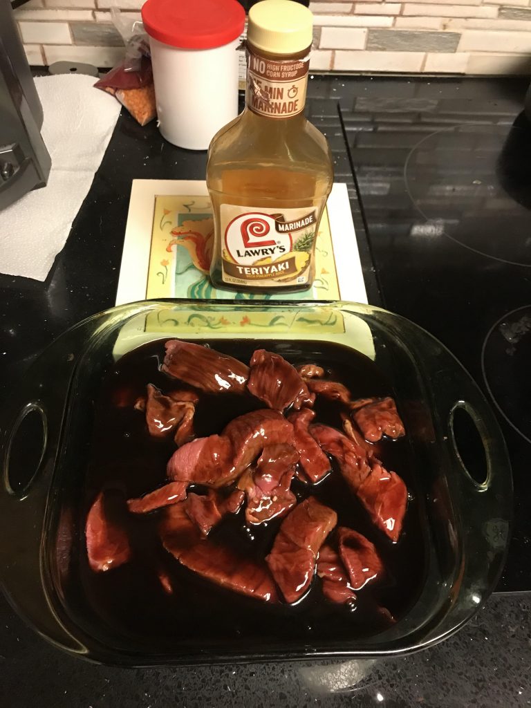 Marinating beef for jerky