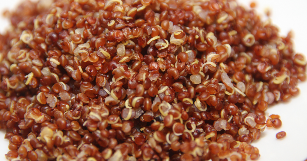Cooked red quinoa, ready  to serve