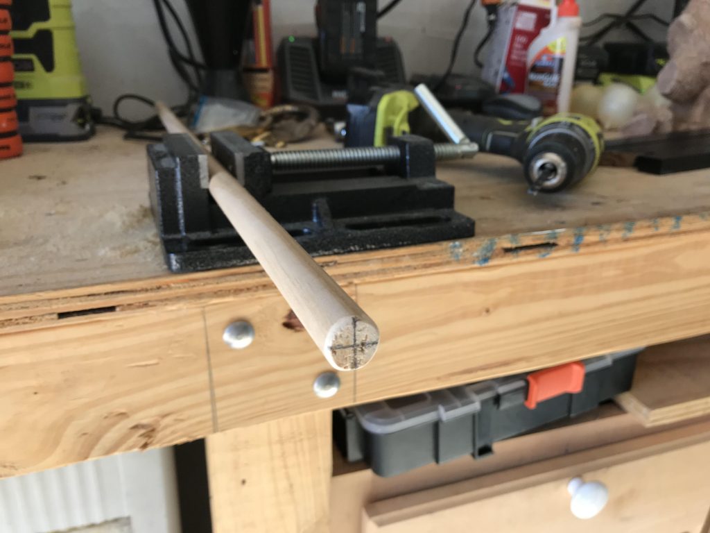 Dowel in the Bessey drill press vise