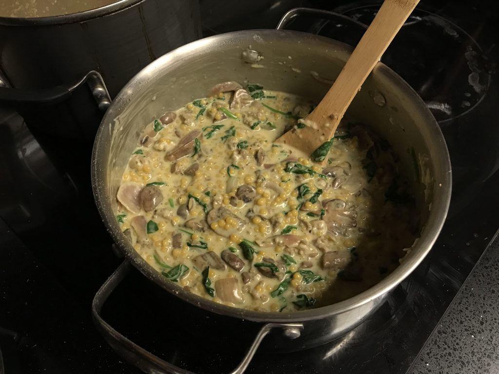 Creamy turkey mushroom couscous  preparation