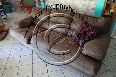 A comforable couch with brown fabric upholsery; photo courtesy Kelly Smith