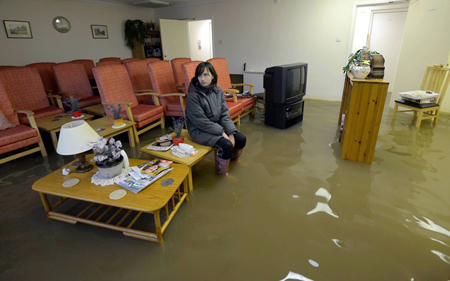 Inside a flooded house